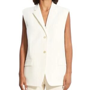 Theory NWT Cotton Twill Vest in Ivory Sleeveless Button Up Size S Lightweight